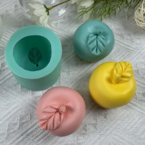 Vista 5 de GreatMold - Moldes de silicona para velas de manzana 3D, molde de yeso perfumado de grado alimenticio (manzana 3D)