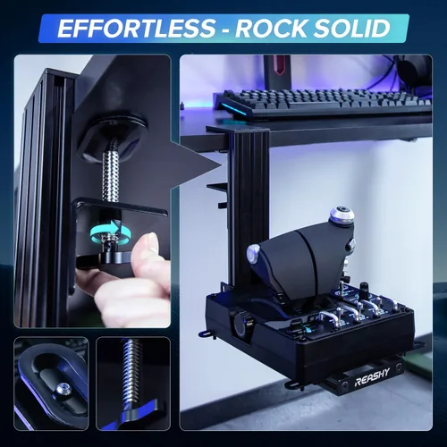 Vista 3 de Reashy Hotas Mount, Joystick Mount, Aluminum Flight Stick Desk Mount for Logitech X56, X52, X52 Pro, Thrustmaster T.1600M, TCA, T.Flight Hotas One