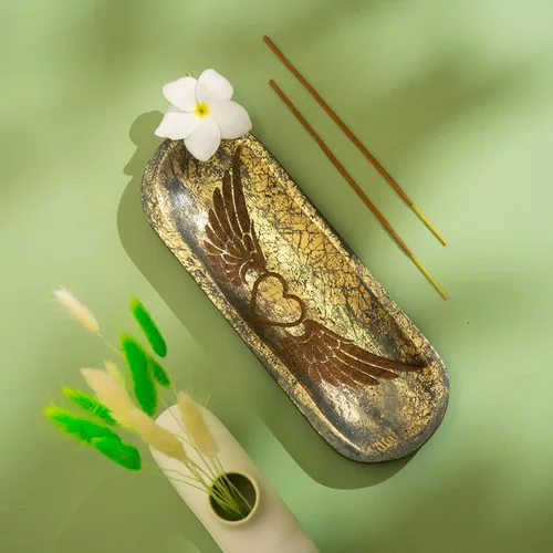 Vista 9 de raajsee Soporte para quemador de incienso tallado a mano, atrapa cenizas, soporte para varillas de incienso, meditación y yoga, gran regalo