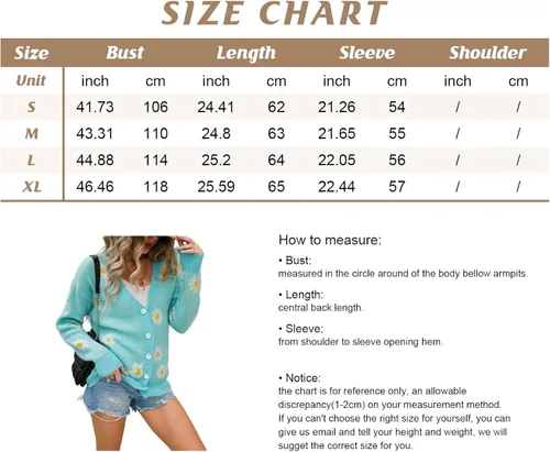 Vista 6 de chouyatou Suéter de punto jacquard con botones y estampado de margaritas para mujer