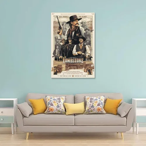 Vista 2 de Tombstone - Póster de película en lienzo para pared, diseño moderno de dormitorio familiar, decoración para habitación estética, 12 x 18 pulgadas