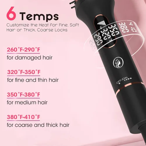 Vista 7 de CINOSTAR Cepillo redondo con calor para look de secado al aire con voluminizador, herramienta de peinado de 1.5 pulgadas, cepillo térmico iónico