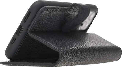Vista 4 de HARDISTON Funda de piel auténtica hecha a mano compatible con iPhone 11 Pro de 5.8 pulgadas, funda magnética desmontable con tarjeteros - bordes