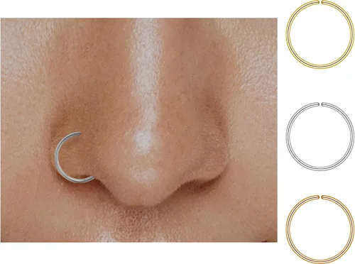 Vista 56 de LUCKYJEWUS Small Thin Gold or Sterling Silver Nose Ring Hoop for Women, Tiny Nose Piercing jewelry