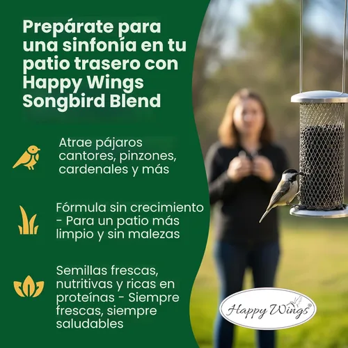 Vista 4 de Happy Wings Semillas de Girasol de Aceite Negro – Alimento para Aves Silvestres de 5 libras para Cardenales, Pinzones y Carboneros – Alimento