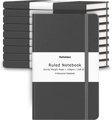 Vista 11 de Huhuhero - Diario para cuaderno con líneas, papel grueso de 120 g/m², cuaderno a rayas para la universidad, cuadernos de tapa dura para tomar notas