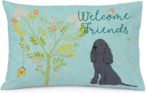 Vista 20 de Caroline's Treasures BB7625PILLOWCASE - Funda de almohada decorativa de tela con texto en inglés "Welcome Friends" Airedale Terrier estándar