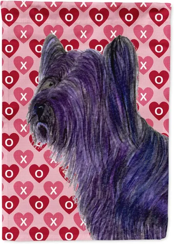 Vista 86 de Caroline's Treasures SS4484GF Bandera de jardín con diseño de bulldog inglés y corazones para el Día de San Valentín, bandera decorativa para patio