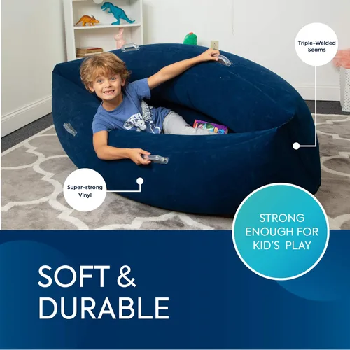 Vista 6 de Bouncyband - Silla sensorial Peapod pequeña y cómoda, color azul de 48 pulgadas, divertida y inflable que proporciona alivio sensorial terapéutico