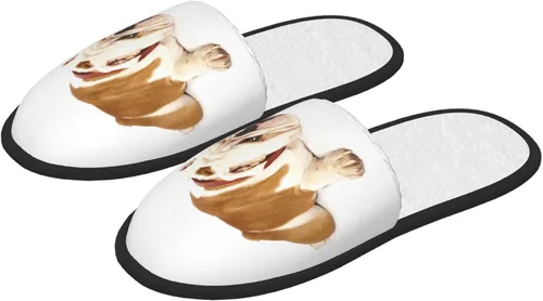 Vista 4 de Zapatillas peludas de invierno de Bulldog inglés, cálidas y acogedoras, pantuflas de casa para hombres y mujeres