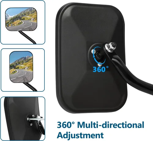 Vista 3 de BETOOLL Espejos para puertas fuera compatibles con Jeep Wrangler JK CJ JKU LJ JL y Unlimited - Espejos laterales de bisagra de puerta compatibles