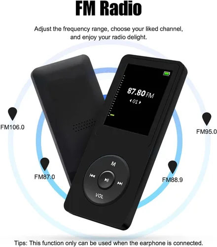 Vista 4 de Reproductor de MP3 de 64 GB con altavoz, auriculares, reproductor de música portátil para niños, soporte para grabación de voz, imagen, video, libro