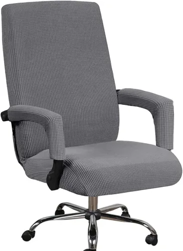 Vista 9 de Shukii Funda elástica para silla de oficina, funda elástica para silla de respaldo alto para computadora con 2 fundas para brazos, funda universal