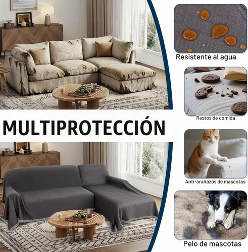 Vista 4 de Fundas impermeables para sofá modular en forma de L, 2 piezas, lavable, en forma de L, protector de muebles acolchado de jacquard para perros Gris