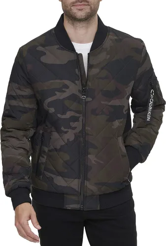Vista 7 de Calvin Klein chamarra de aviador con detalle de cremallera acolchada para hombre
