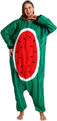 Vista 4 de Adult Fruit waterrmelon Onesie Pajamas Costume Cosplay Homewear Sleepwear Jumpsuit for Men Women Girls Boys Teens