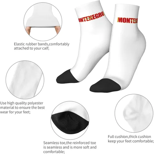 Vista 5 de GDJF Montenegro Flag Text Word Art Ankle Socks Winter Low Cut Sports Warm Breathable Comfort Casual Socks For Mens And Womens - 1