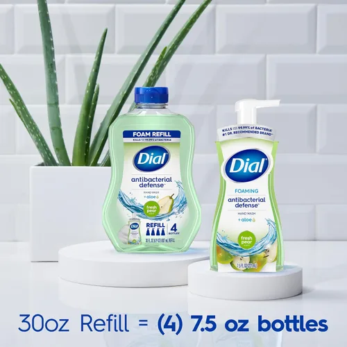 Vista 5 de Dial Antibacterial Defense - Jabón de manos espumoso + aloe, aroma de pera fresca, repuesto de jabón de manos de 30 onzas líquidas (paquete de 4)