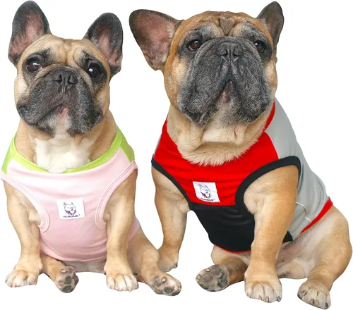 Vista 37 de iChoue - Camisetas de rayas de algodón 100% transpirable para Bulldog francés, chaleco de Halloween para perros medianos, camisetas Frenchie Pug
