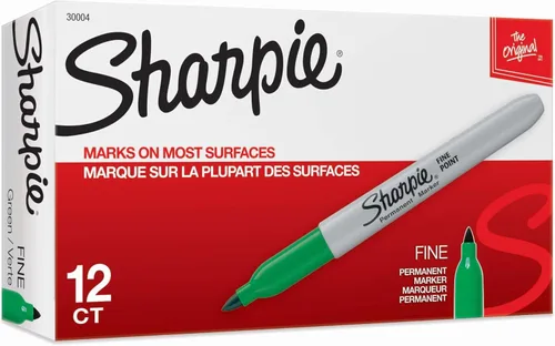 Vista 7 de Marcadores permanentes de Sharpie, punta fina, negro, caja de 12, Verde 12-paquete