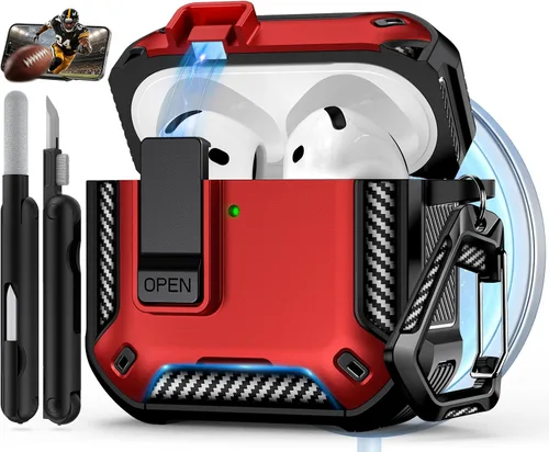 Vista 30 de Funda para AirPods Pro de 2 generación con soporte para teléfono, diseño de interruptor automático de protección completa contra caídas con kit