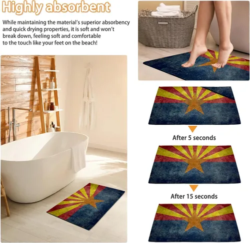Vista 6 de Tapete para puerta delantera con bandera de Arizona, 30 x 17 pulgadas, decoración para interiores y exteriores, tapete de bienvenida antideslizante