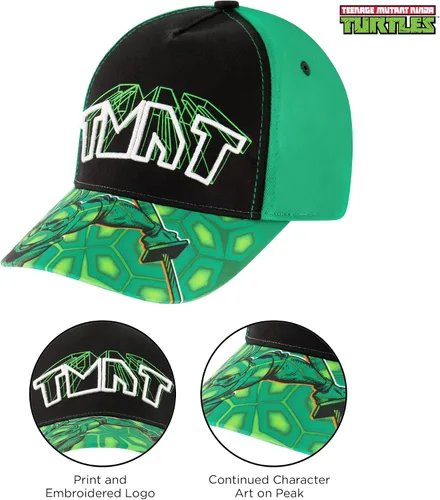 Vista 3 de Nickelodeon Gorra de béisbol para niños gorro ajustable Little TMNT para niños de 4 a 7 años color verde Verde