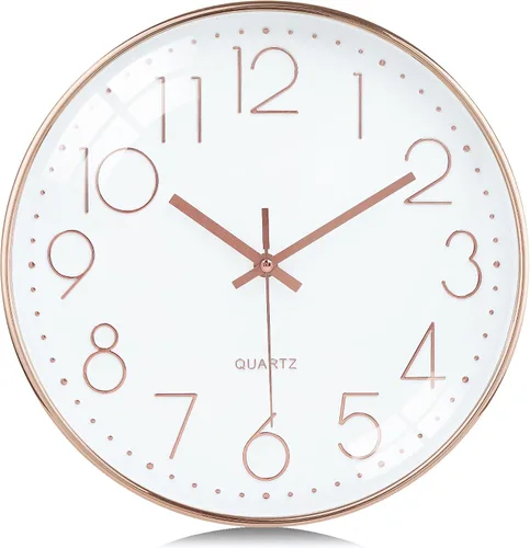 Vista 9 de Lafocuse Reloj de pared silencioso azul marino de 12 pulgadas, funciona con pilas, reloj de pared analógico para cocina, sala de estar, dormitorio