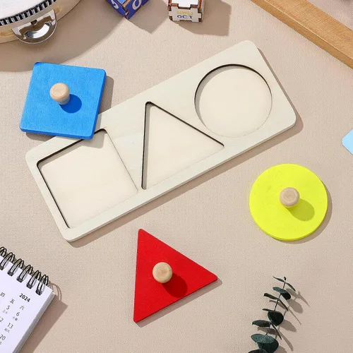 Vista 9 de Rompecabezas de clavijas de madera con forma de madera Montessori, panel geométrico de madera, tablero de perilla de madera, rompecabezas