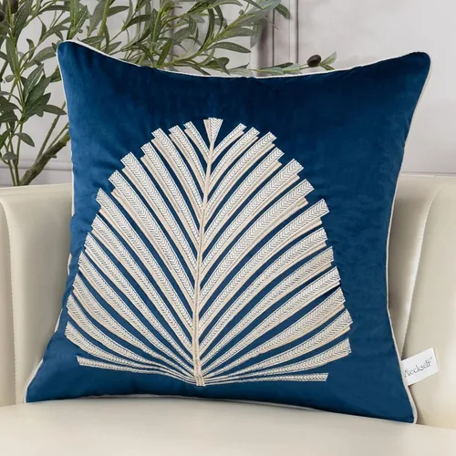 Vista 9 de Aeckself Funda de cojín para sofá de estilo granja, de 20 x 20 pulgadas, con bordado de hojas de terciopelo, funda de cojín cuadrada, lujosa