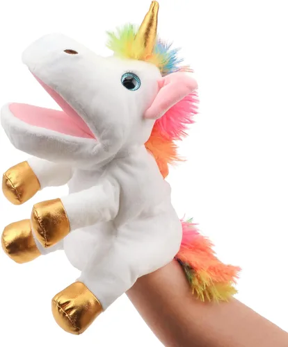 Vista 9 de Hopearl Marioneta de mano de pájaro de peluche con boca abierta y movible para juego imaginativo, juego de rol, juguete interactivo para contar