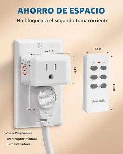 Vista 7 de DEWENWILS Toma de corriente inalámbrica, interruptor de salida eléctrico programable y expandible, interruptor de luz remoto inalámbrico, rango