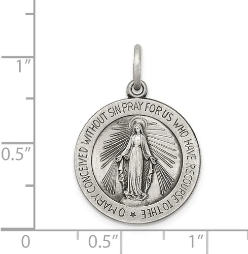 Vista 3 de Colgante de plata de ley 925 con diseño vintage de Virgen María antigua y reza por nosotros medalla milagrosa medalla de maría 0945in x 0709in Metal