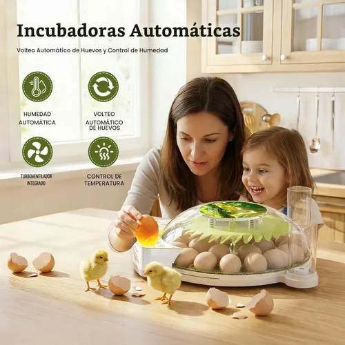 Vista 2 de Incubadora inteligente de 22 huevos, eclosión con un solo clic, control automático de humedad de temperatura, girador automático de huevos, vela