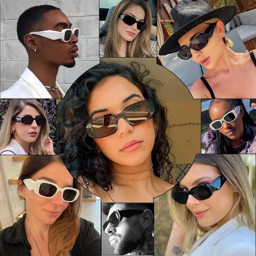 Vista 2 de Verfimaci Gafas de sol rectangulares de moda para mujer y hombre, gafas de sol cuadradas