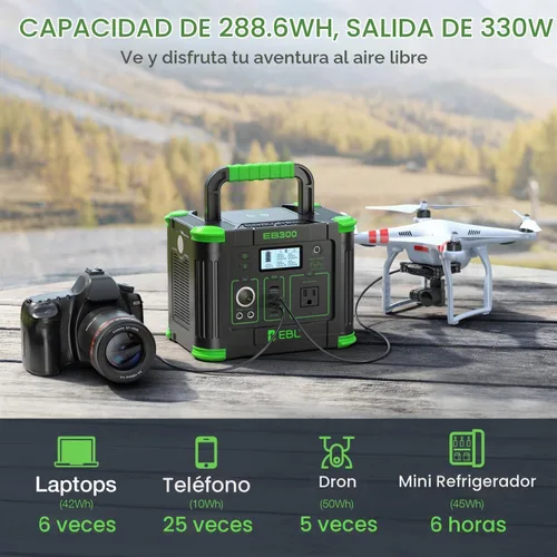 Vista 4 de EBL Generador solar portátil de la central eléctrica de 330W 288.6Wh para Verde