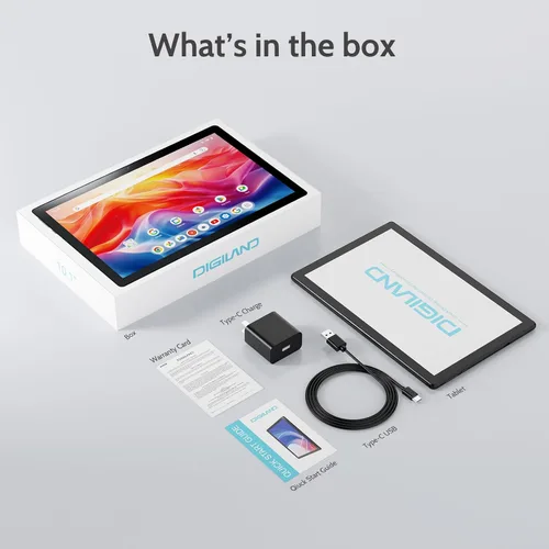 Vista 8 de DigiLand Tableta Android 15, tabletas Android de 10.1 pulgadas con procesador Octa-core 6 GB de RAM+64 GB de ROM (compatible con expansión TF)