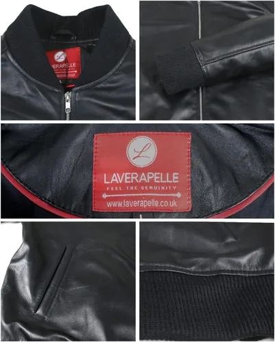 Vista 7 de Laverapelle Chaqueta de piel de cordero auténtica para hombre (negro, chaqueta bombardera) - 1501361, Negro