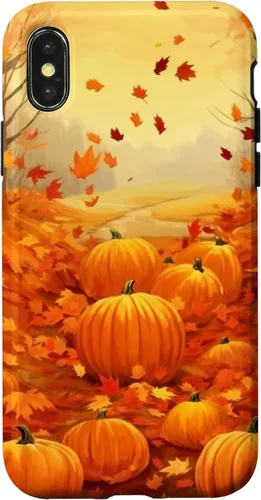 Vista 5 de Autumn Falling Leaves Pumpkin Spice Harvest Happy Autumn Case for iPhone 17