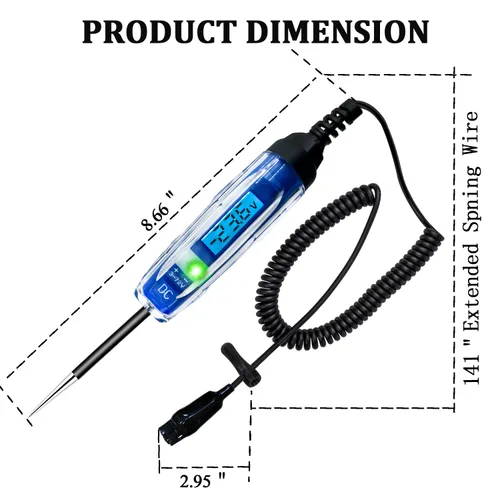 Vista 7 de Luz de prueba automotriz, 3-72V DC LCD Probador de circuito digital con iluminación, probador de luz resistente con voltímetro, probador de voltaje