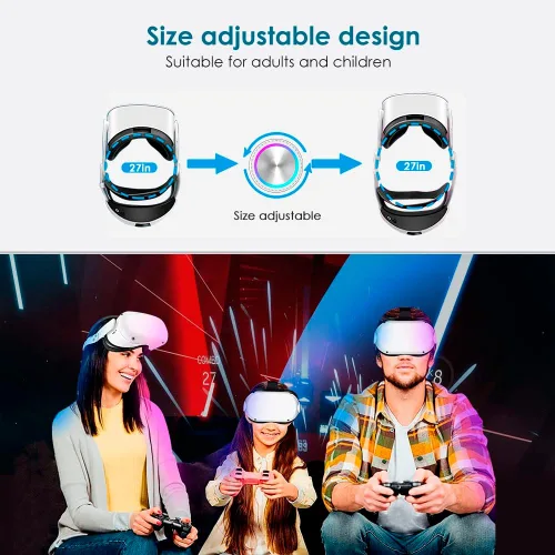 Vista 7 de Surge Headset with Battery Pack for VR, Compatible with Quest and Quest 2, Lightweight and Portable, Extends Playtime for 8 Hours (Black)