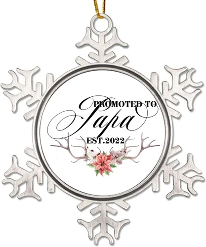 Vista 9 de Adorno de Navidad Promoted to Mommy para niños y bebés, decoración de Navidad de 3 pulgadas, copo de nieve de metal, adorno de árbol de Navidad