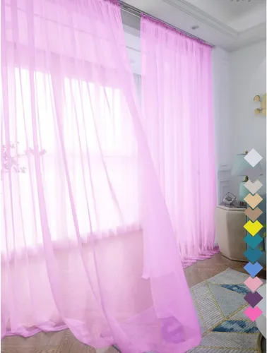 Vista 10 de L&TEC Cortinas traslúcidas para la ventana de color beige, 2 paneles de 48x45 pulgadas, con bolsillo básico para la barra de la cortina