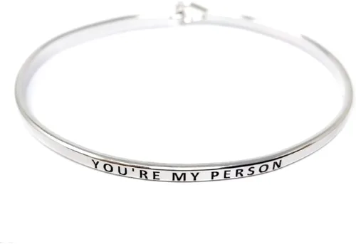 Vista 25 de By you - Brazalete con gancho, pulsera delgada grabada con un mensaje positivo e inspirador