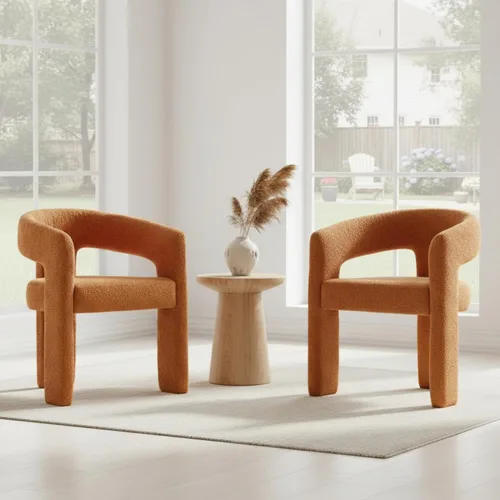 Vista 20 de Hyfirm Sillas de Comedor Modernas Tipo Barril Juego de 1, Cómoda Silla de Comedor de Acento Tapizada en Chenilla con Brazo para Cocina Sala de Estar