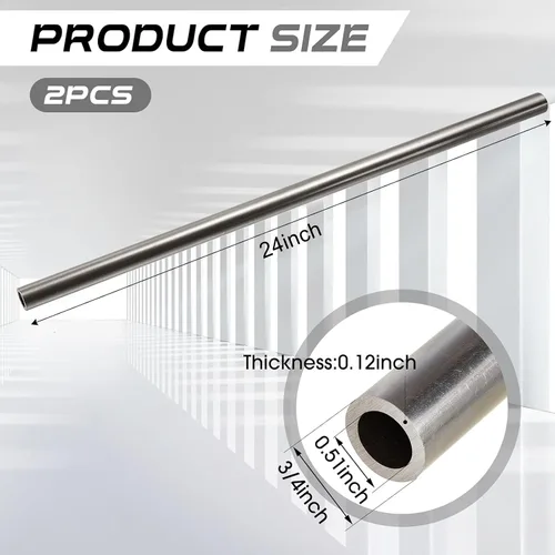 Vista 2 de Gisafai 1 pieza de tubo de acero laminado en frío de 3/4'' DE, 0.51'' DI, 0.12'' de pared, 24'' de longitud, tubo redondo sin costuras de metal