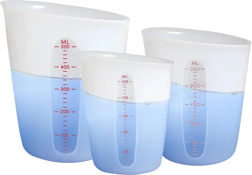 Vista 9 de ZUYEE Tazas medidoras de silicona (2 tazas + 1 taza) tazas de fusión flexibles para mantequilla de resina epoxi, taza de chocolate para hornear