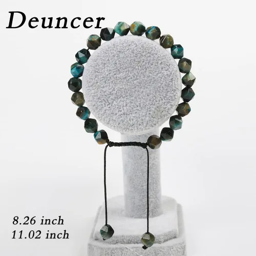 Vista 5 de Pulsera ajustable unisex con cuentas de cristal de ágata natural de 0.315in