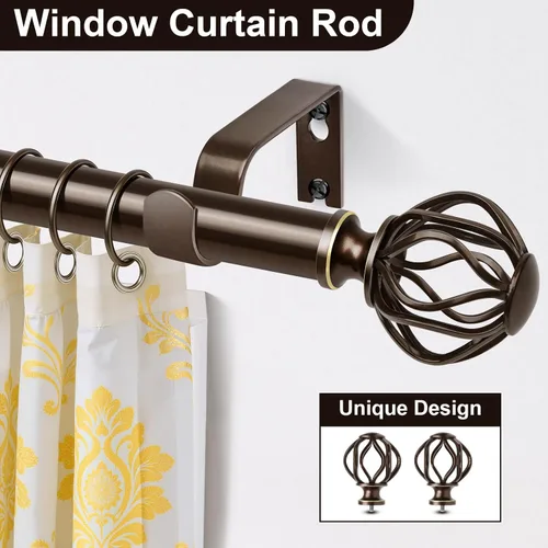 Vista 4 de Barras de cortina de bronce para ventanas de 28 a 48 pulgadas (2.3-4 pies), barra de cortina ajustable de 1 pulgada, barras decorativas