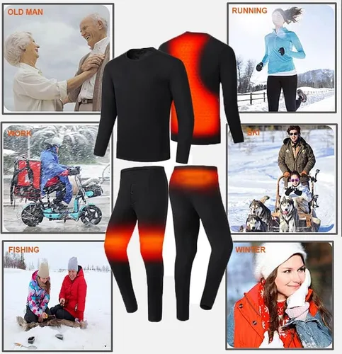 Vista 4 de scosao Conjunto de ropa interior térmica con pantalones térmicos para hombre, capa base de calefacción para invierno, parte superior e inferior